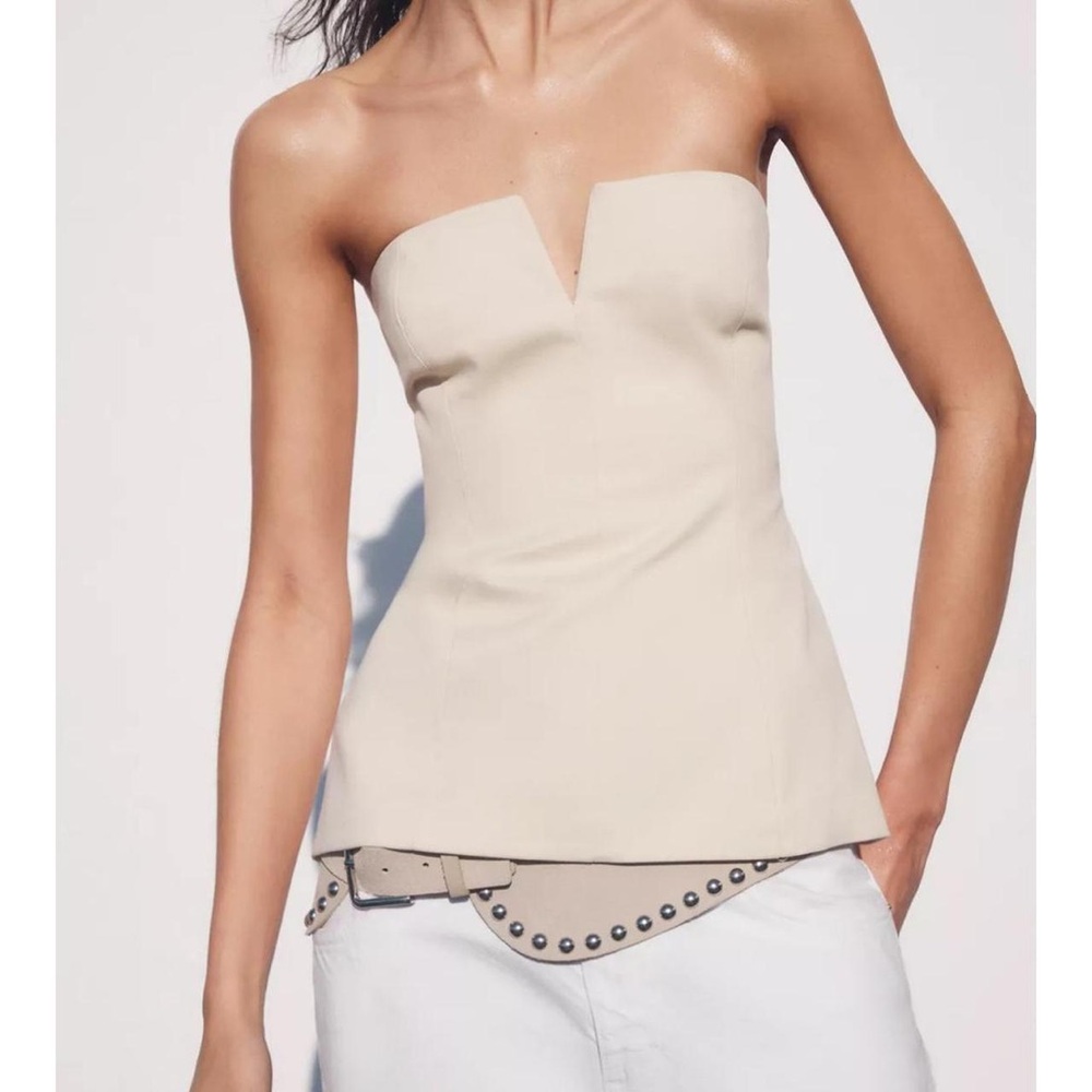 zara cream strapless top